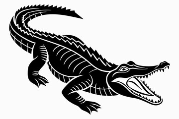 alligator sihouette black vector