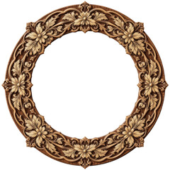 elegant wooden frame with laser etched floral lace border, perfect for invitations or keepsakes, on transparent background