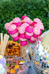 catering buffet with variety of food snacks and appetizers