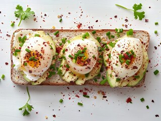 Avocado Toast with Three Poached Eggs