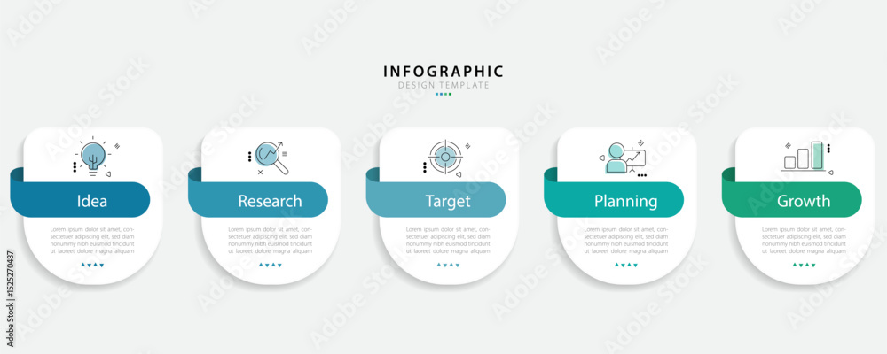 Aufkleber timeline infographic template. 5 step timeline journey, calendar flat simple infographics design tem