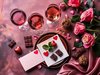 Romantic Wine, Chocolate and Roses Scene