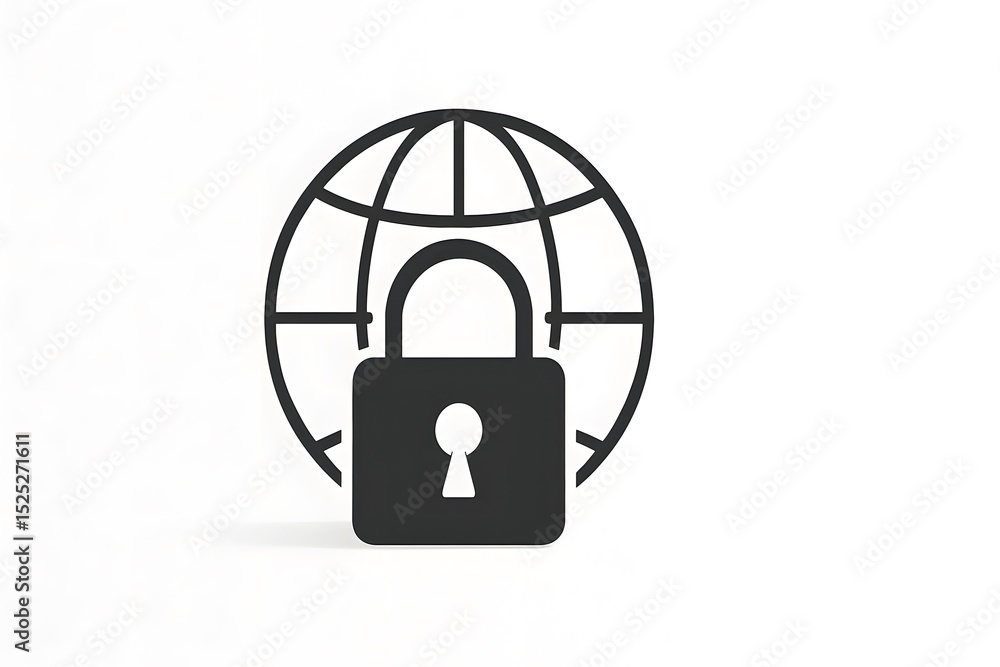 Poster secure global connectivity with padlock symbol representing safety