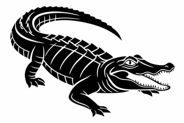 caiman sihouette black vector