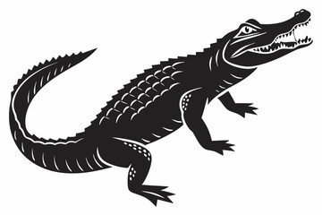 caiman sihouette black vector
