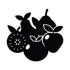 Fruit silhouette sticker pack on white background