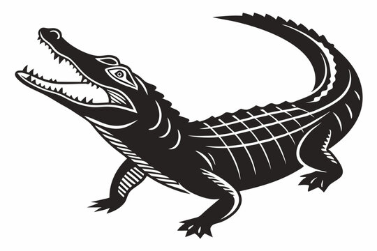 caiman sihouette black vector