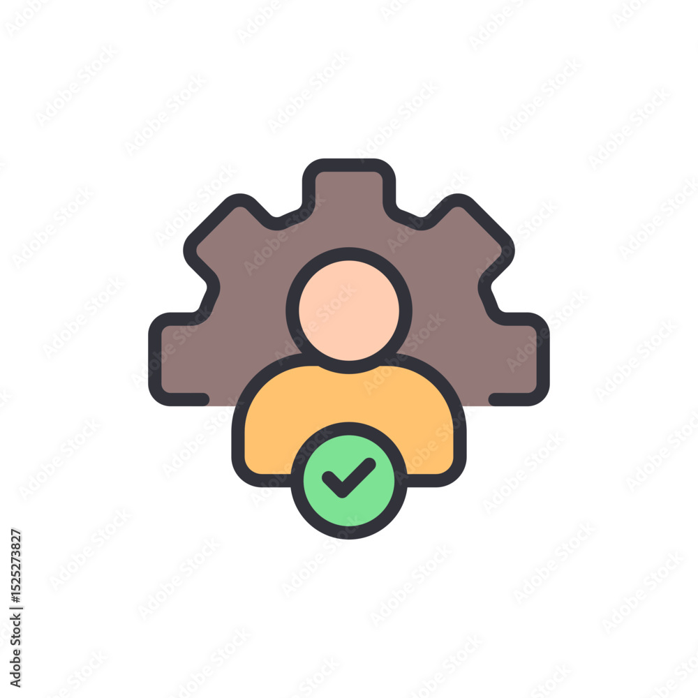Poster authorized user with gear symbol for settings and access control