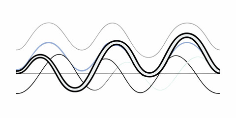 Abstract Wavy Monochrome Lines Vector
