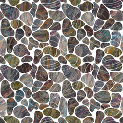 Seamless pattern with natural stones in soft earthy tones. Ideal for fabric, wallpaper, wrapping paper, and eco-style designs. Calm and organic texture for nature-inspired creative projects.