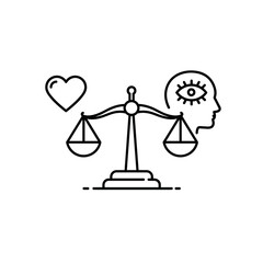 Scales representing balance between love and mental health support  