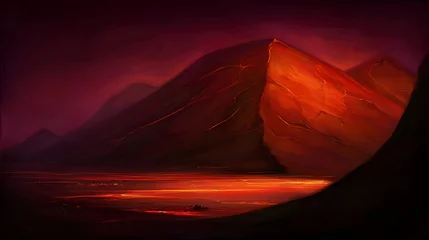 Selbstklebende Fototapeten Fiery mountain landscape of otherworldly nature © bayu