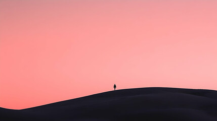 Silhouette on a Horizon: A Journey into Minimalist Pink Landscape Photography