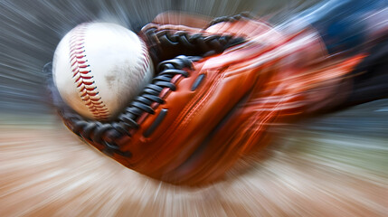 Dynamic Baseball Catch: Motion Blur Emphasizing Speed and Athleticism