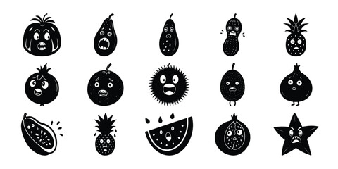 Fear Fruit Faces Vector Silhouette Bundle 1 (5)