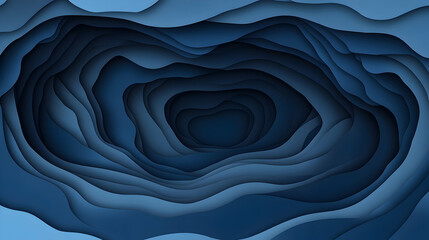 Abstract papercut design featuring shades of blue, evoking depth and dimension