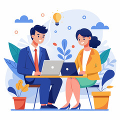 Business Meeting Teamwork Concept with Businessman and Animal Illustration for Corporate Design and Presentation Visuals