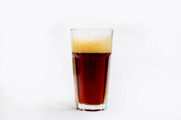 kvass on a white background in a glass, beer on a white background.