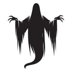 Eerie Poltergeist ethereal presence illustration - poltergeist silhouette - poltergeist vector - silhouette of poltergeist - phantom energy art
