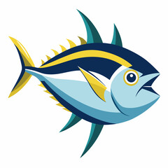 Detailed Tuna Fish Illustration on White Background with Vector Design Elements and Clean Lines for Commercial Use