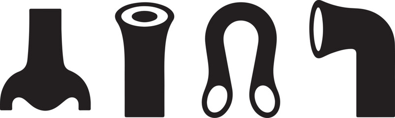 Collection of Four Simple Black Pipe Shapes
