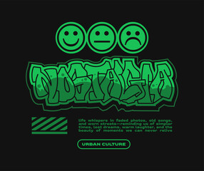 Graffiti t-shirt design for print, Bold typography, Streetwear urban culture graphic tee, street style lettering, Graffiti art poster design vector