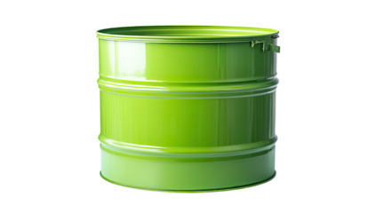 Green metal drum, cylindrical shape