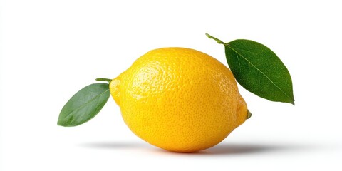 Yellow Lemon in Studio Lighting on White