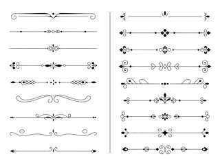 Decorative Dividers Set, Vintage Ornament Dividers Collection on Transparent Background