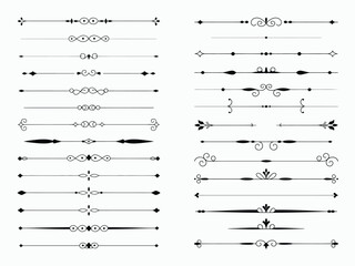 Decorative Page Dividers Collection, Ornate Black Line Borders on Transparent Background