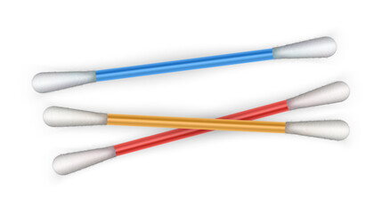 Cotton swabs  An accessory for cleaning ears, other cosmetics, or medical purposes. Vector illustration
