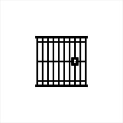 Jail or prison with bars and locked door line art vector icon for games and apps