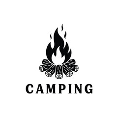 Camping logo simple line art design wild nature adventure vector illustration