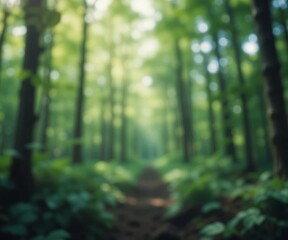 Blurry green forest background nature enviroment 