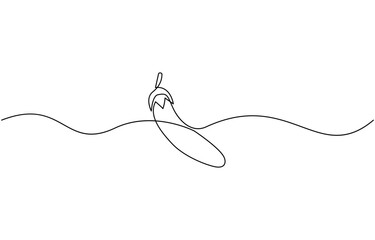 Obraz premium Eggplant in continuous line art drawing style. Single line drawing eggplant, Aubergine fruit black linear sketch isolated, One continuous line drawing eggplant vegetable. eggplant single line illustra