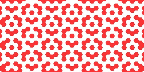 Red Hexagon Pixel Cluster Seamless Pattern. Perfect for tech branding, digital backgrounds, and stylish textiles