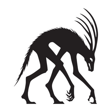 Shadowy Wendigo gaunt figure graphic - wendigo silhouette - wendigo vector - silhouette of wendigo - forest horror graphic design
