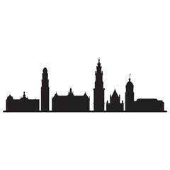 Fototapeta premium Antwerp skyline horizontal banner. Antwerp, Belgium. Vector template for your design. Vector black silhouette. with white background