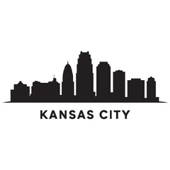 Naklejka premium Kansas City skyline silhouette. Black Kansas City. Vector black silhouette. with white background