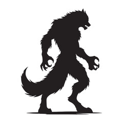 Historical Werewolf beast outline - werewolf silhouette - werewolf vector - silhouette of werewolf - wild hunter symbol
