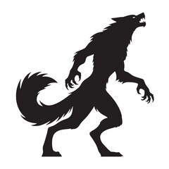 Feral Werewolf beast shape illustration - werewolf silhouette - werewolf vector - silhouette of werewolf - cursed hybrid art
