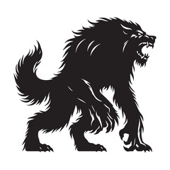 Powerful Werewolf primal figure outline vector - werewolf silhouette - werewolf vector - silhouette of werewolf - legendary shapeshifter emblem

