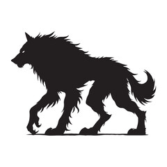 Vector Werewolf lycanthropic being concept - werewolf silhouette - werewolf vector - silhouette of werewolf - wolf-man symbol
