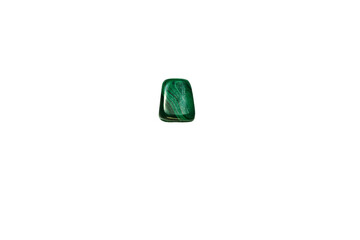 Single polished malachite stone with green swirls isolated on transparent background