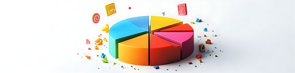 Obraz premium A pie chart is shown with the colors red, orange, yellow, green, and blue