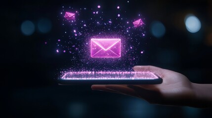 A 3D render of an email client on a transparent tablet