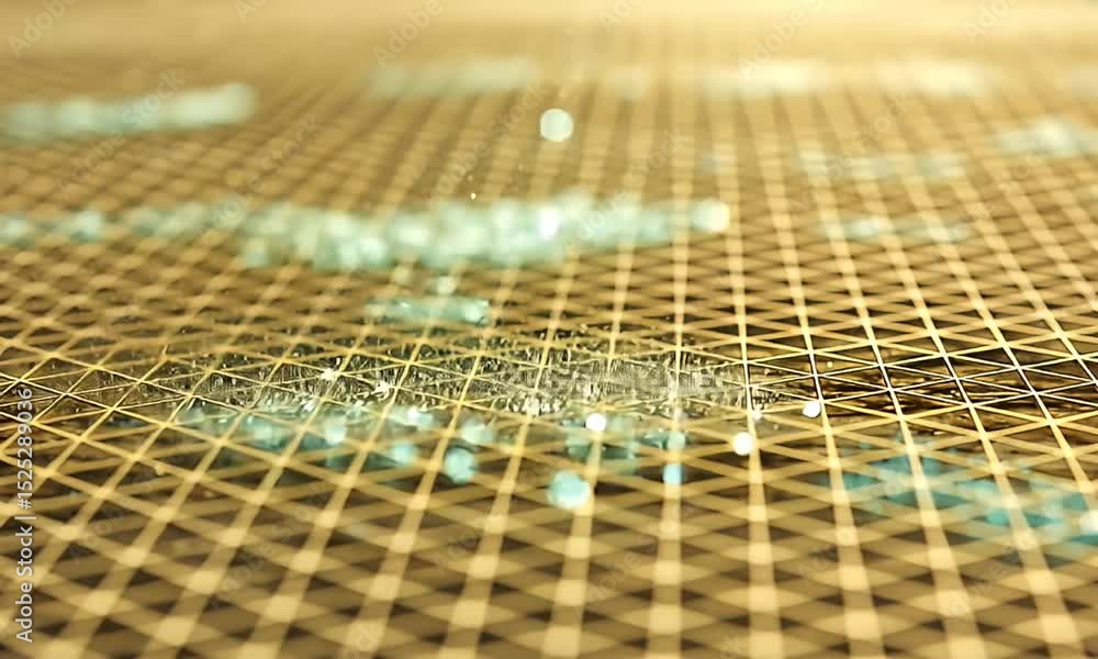 Aufkleber abstract gold grid pattern with teal sparkle texture