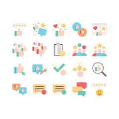 set of review icons, feedback, customer experience