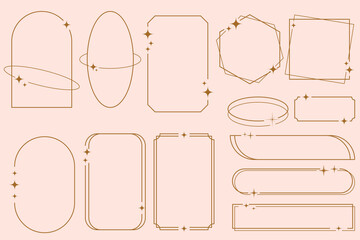 Obraz premium minimalist aesthetic line frames, trendy line element collection