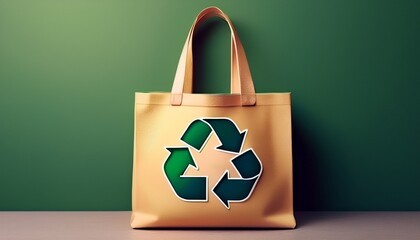 reusable shopping bag featuring recycling logo in minimalistic style